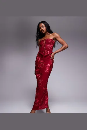 Murci Exclusive mesh column maxi skirt in textured floral applique (part of a set)