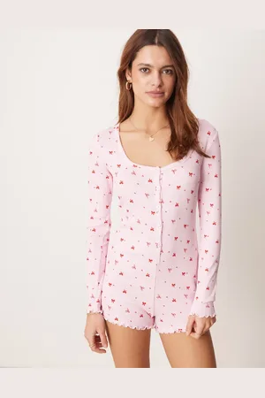 Boux Avenue Ribbed bow print playsuit in
