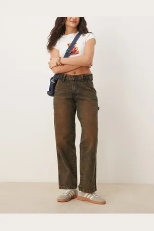 Dickies Stevensville loose fit carpenter denim jeans in brown tinted indigo-Blue