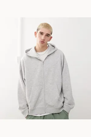 COLLUSION Zip through boxy hoodie in marl