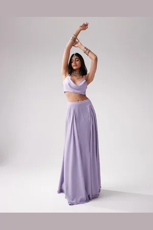 Kanya London Bridesmaid Lehenga chiffon full flare skirt in (part of a set)-Purple