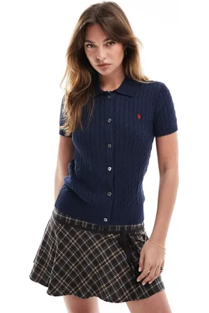 Ralph Lauren Short sleeve collared cardigan in navy