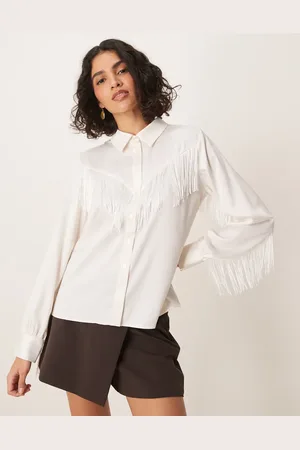 Y.A.S Western fringed detail shirt in -White