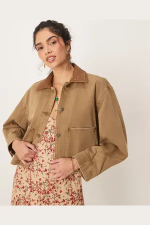 Abercrombie & Fitch Short workwear denim jacket in -Neutral