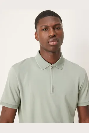 SELECTED Zip polo shirt in light green