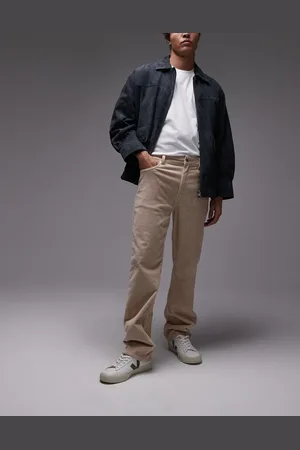 Topman Cord straight pants in -Neutral