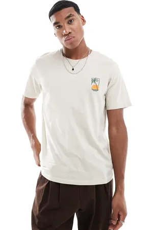 JJ Palm embroidery t-shirt in beige-Neutral