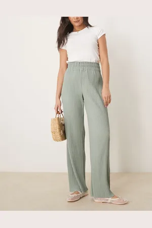 Y.A.S High waisted wide leg plisse pants in