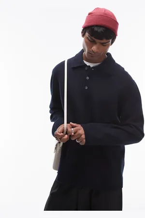 ARKET Boiled wool jumper with button polo collar in
