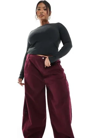 ASOS Curve seamed barrel pants in -Red