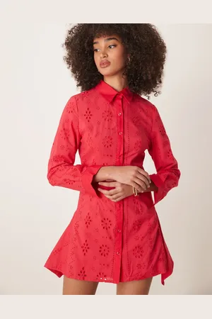 Ghospell Broderie mini dress in red