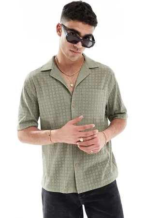 River Island Revere collar textured shirt in -Green
