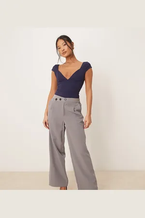 JDY Asymmetric button wide leg pants in
