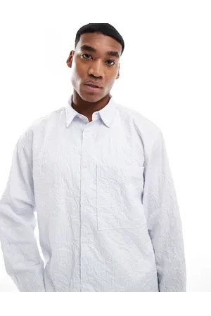 Pull&Bear Long sleeved textured striped shirt in