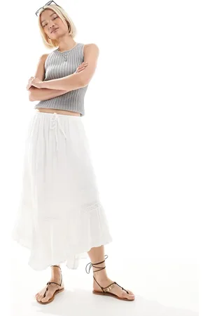 Hollister Panel detail fluted hem maxi skirt in