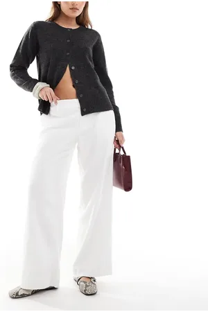 Hollister Low rise linen look wide leg pants in