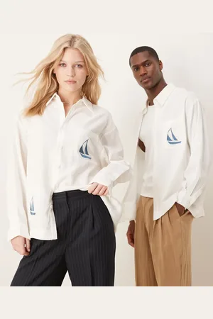 Sister Jane Unisex sailboat embroidered shirt in -White