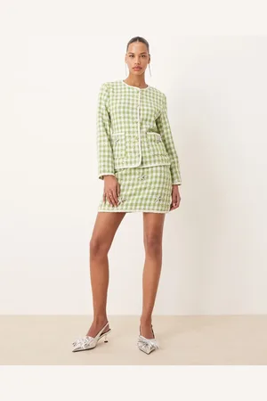 Sister Jane Dream tweed mini skirt in green (part of a set)