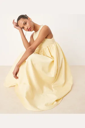 Sister Jane Dream empire waist jacquard jewel midi dress in yellow