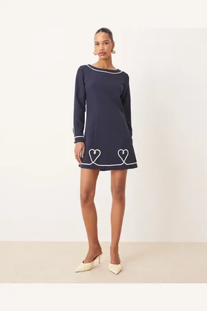 Sister Jane Embroidered hearts mini dress in navy-Blue