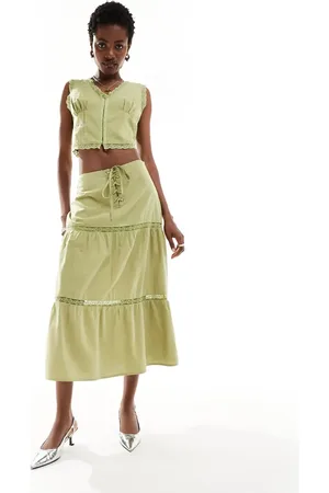 Bailey Rose Corset waist prairie skirt in (part of a set)-Green