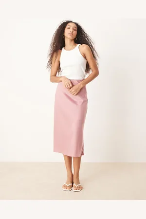 Y.A.S Satin midi skirt in pink