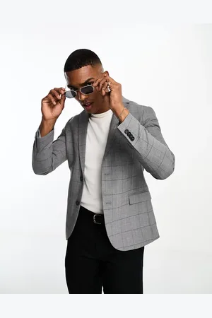 New Look Super skinny suit jacket in grey check