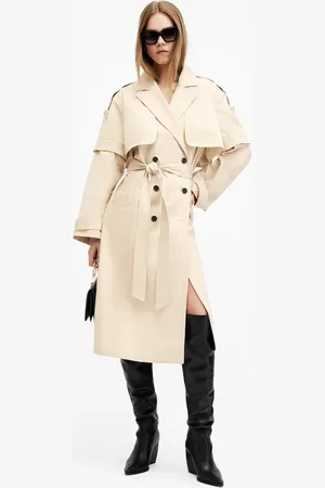 AllSaints Clyde trench coat in ecru-White
