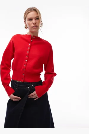 Topshop Knitted compact fitted waist cardi in