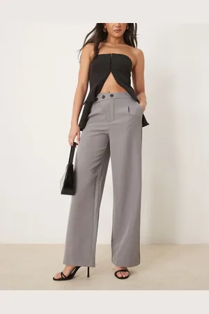 JDY Asymmetric button wide leg pants in -Neutral