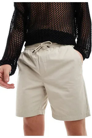 Only & Sons Pull on twill shorts in stone-Neutral