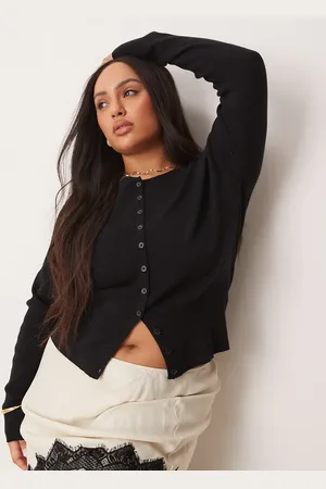 ASOS ASOS DESIGN Curve fitted ribbed cardigan in