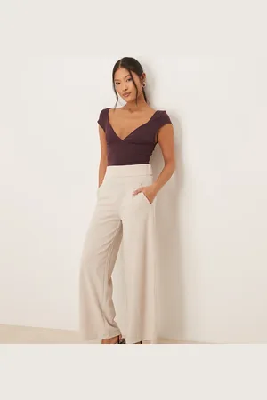 JDY Wide leg tailored pants in -Neutral