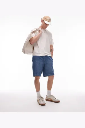 Topman Elasticated denim shorts in -Blue