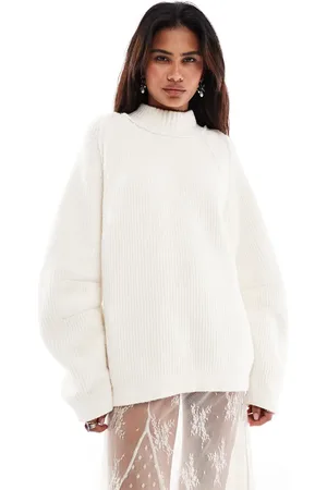 Free People High neck oversized soft jumper in -White
