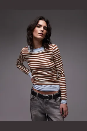 Topshop Double layer jersey top in stripe