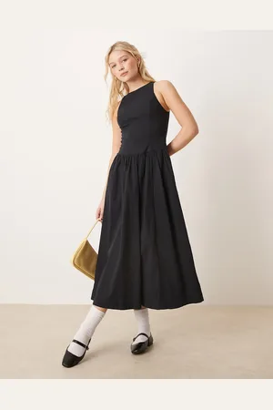 Abercrombie & Fitch High neck drop waist midi dress in