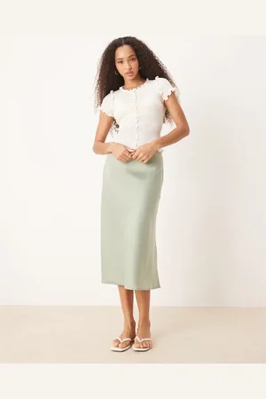 Y.A.S Satin midi skirt in