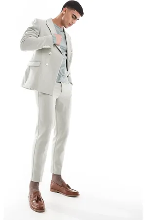 ASOS Wool blend tapered suit pants in weave