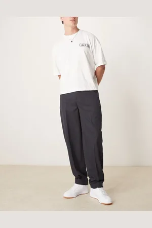 ASOS Smart oversized tapered pants in pinstripe