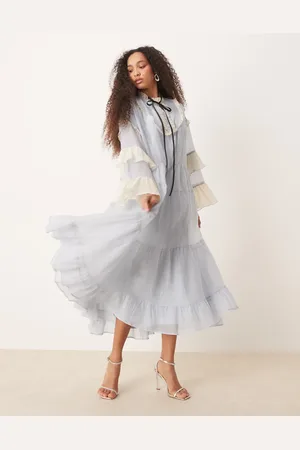 Sister Jane Contrast tiered tulle maxi dress in