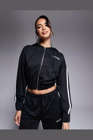 Kaiia Studio cropped side stripe zip up hoodie in (part of a set)