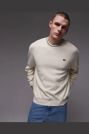 Lacoste Long sleeve crew neck jumper in with piping detail