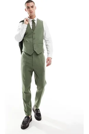 ASOS Tapered suit pants with wool in herringbone