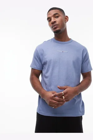 Tommy Hilfiger Small linear logo t-shirt in light blue
