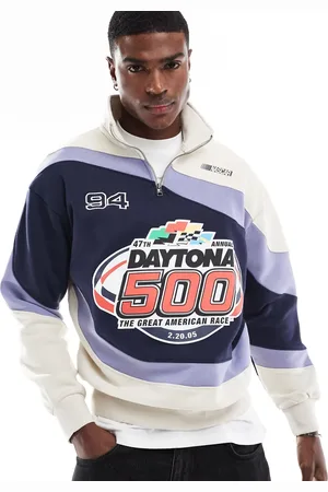 Bershka Daytona 1/4 zip jumper in -White