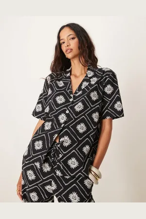 Iisla & Bird Tile print short sleeve beach shirt in (part of a set)-Multi