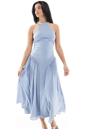 TFNC Bridesmaid high neck maxi dress with full skirt in