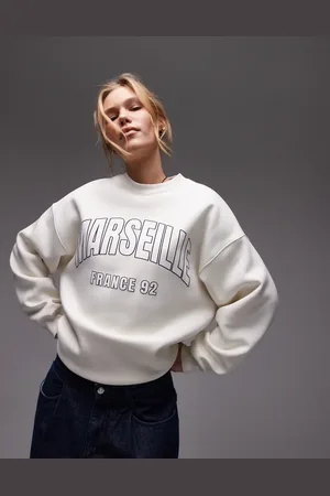 Topshop Graphic Marseille oversized sweatshirt in -White