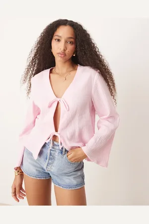 JDY Tie front cheesecloth shirt in
